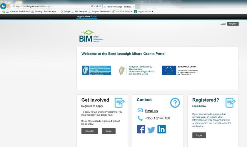 Logging into the BIM Grants Portal Page 1) Login to your account on the BIM Grants Portal Homepage using your e-mail address and password: