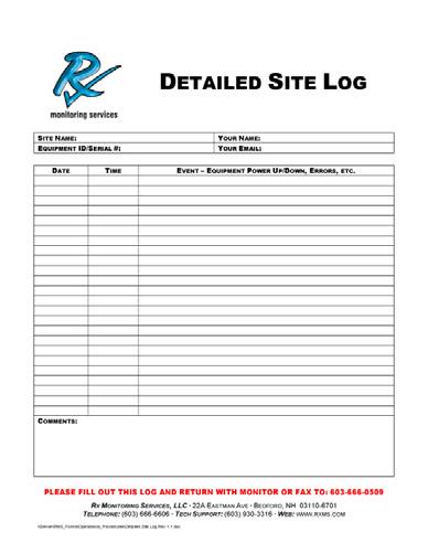 Site Information Sheet 8. Fill Out Site Info And Detailed Site Log a.