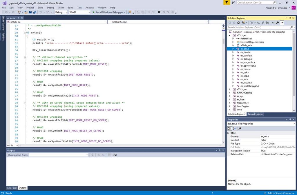 Fig 28. Microsoft Visual Studio 2017. The available A71CH projects for Microsoft Visual Studio support Microsoft Visual Studio 2010, 2012, 2015 and 2017 versions.