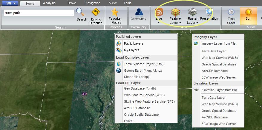 Advanced Capabilities Available to TerraExplorer Plus Users SGWP 6.1 automatically recognizes and offers extended capabilities to users with TerraExplorer Plus installed on their system.