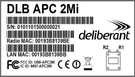 Installation The APC 2Mi has label with following information: Figure 3 APC 2Mi Label The label of the APC 2Mi contains: Model name. The official model name is APC 2Mi.