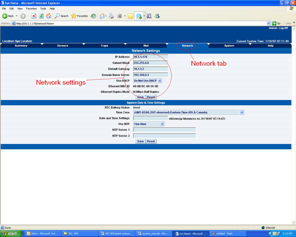 5) System settings 1) Network settings The networks settings page allows you to change network settings for your unit such as the IP address etc.