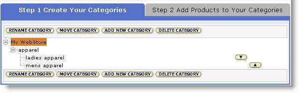 Create Your Categories Step one of the category manager allows you to create, rename, move, or delete categories.
