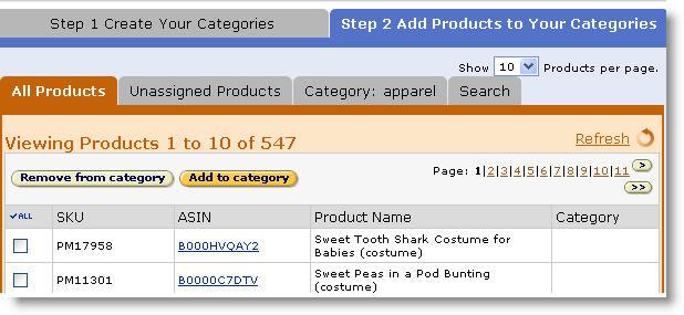 Add Products to Your Categories Step two allows you to add products to the categories you created and organized in step one.