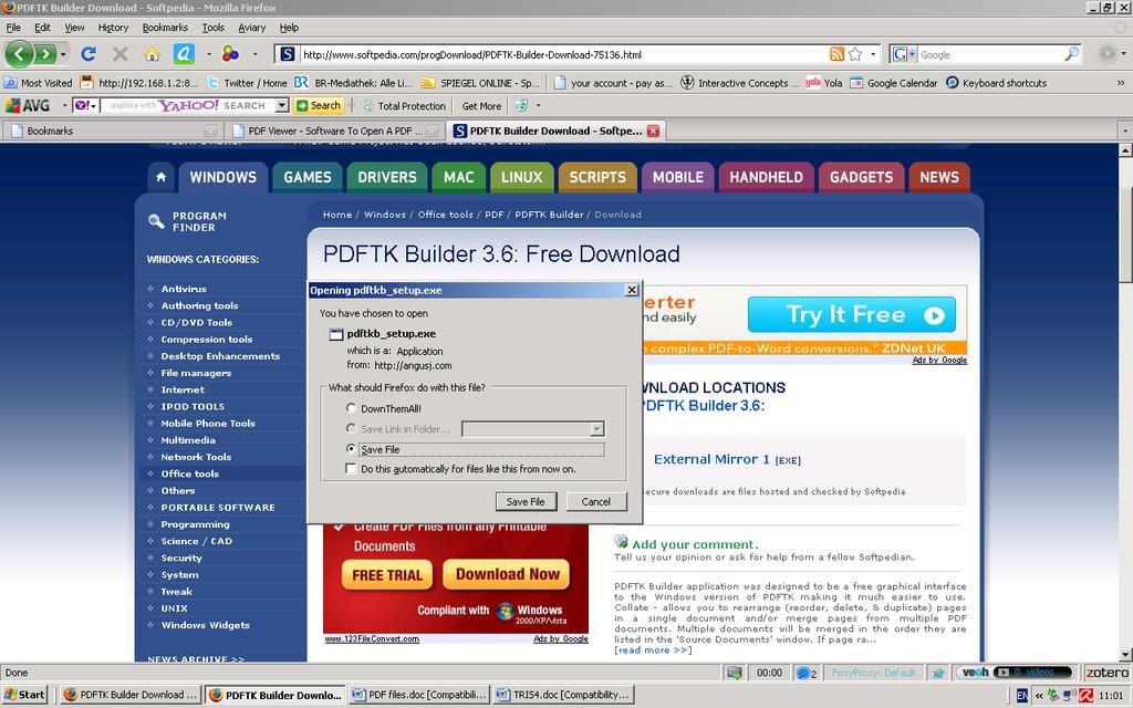 Once installed, you can combine different pdf-documents into one.
