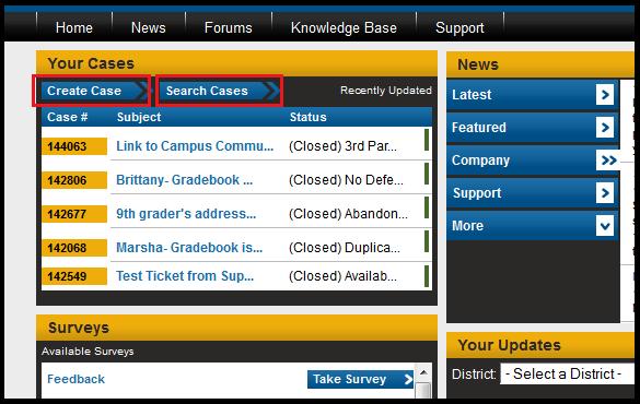 Your Cases The Your Cases tool is a place for you to manage all of the cases that have been submitted for your district. There are two views for this tool.