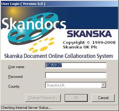Logging onto Skandocs Note: A user will not be able to log on to Skandocs until an account has been created for them and a User Name and Password has been set (either by the Skandocs team or the ITSD