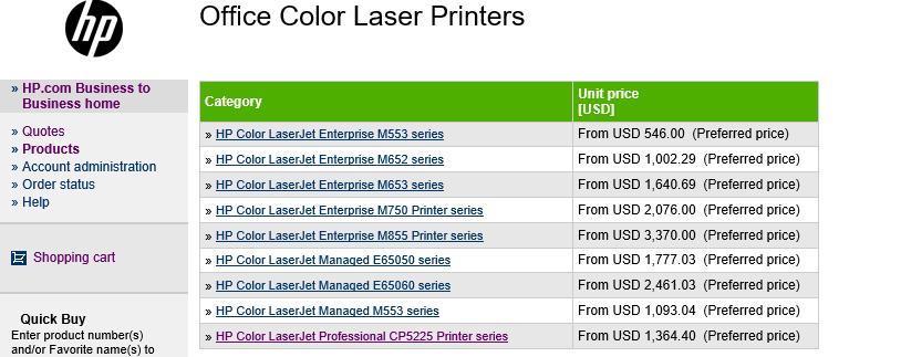3. Click on an option from the sub-category list of Color Laser Printers. 4.