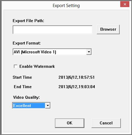 Section 5: Configuration Save Recording to AVI After selecting a recording following the steps outlined in "Open Recording" on page 27, users can export the video in AVI format.