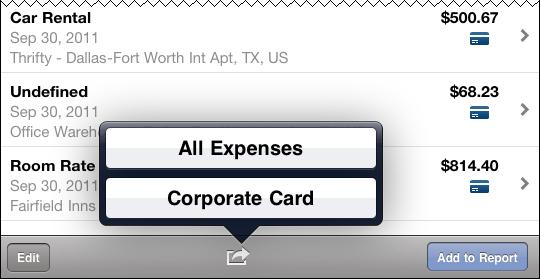 Expenses and Expense Reports List of Expenses (Expenses screen) Use the Expenses icon to access the Expenses screen.