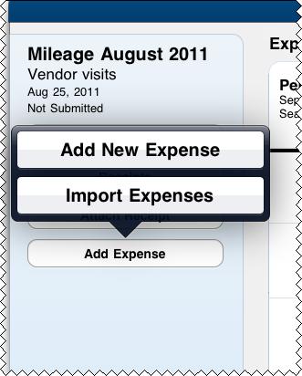 The other way to create a personal car expense with a report open, select Add New Expense. Select the Personal Car Mileage expense type.