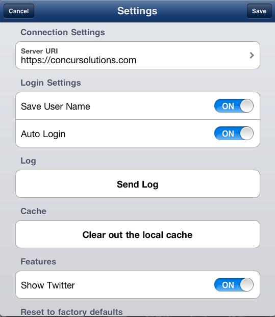 NOTE: You must select Save User Name in order to use auto login. 1) On the home screen, select Settings.