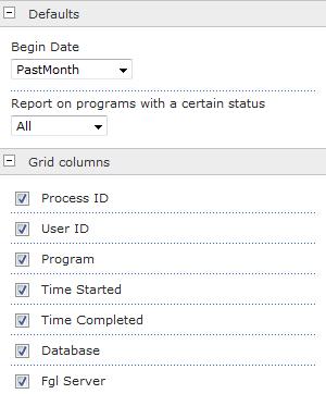 Use the Filter lists to filter the information by user ID, program, or database.