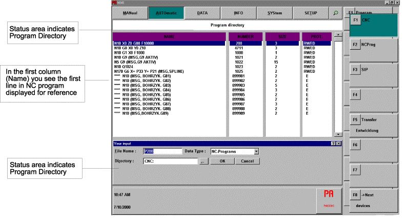 Figure 3 - AUTO Mode Program Selection Screen To select a program to