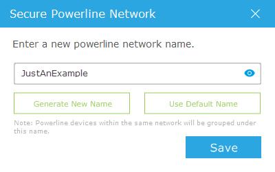 Chapter 4 Manage the Whole Powerline Network To set a new powerline network name, follow the steps below: 1. Open the utility, and click Secure on the left column. 2.