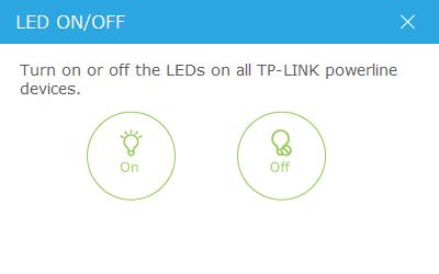 Chapter 4 Manage the Whole Powerline Network 2. On the LED ON/OFF page, click the On or Off icon.