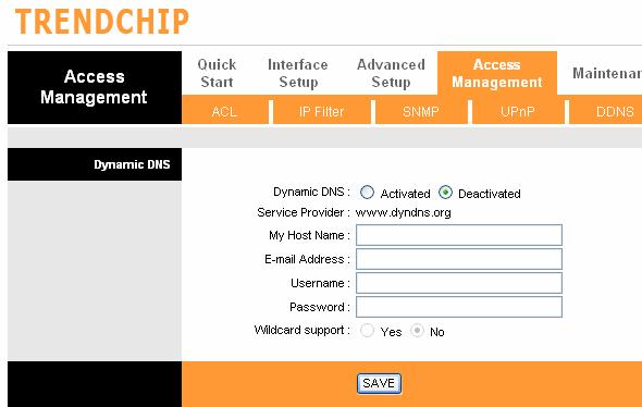 DDNS Go to Access Management -> DDNS to setup your DDNS parameters. Dynamic DNS allows you to update your dynamic IP address with one or many dynamic DNS services.