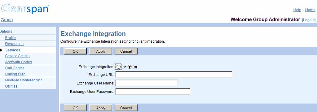 7.6 EXCHANGE INTEGRATION The Exchange Integration service integrates Microsoft Exchange Calendar with the Receptionist Enterprise and Receptionist Small Business services.