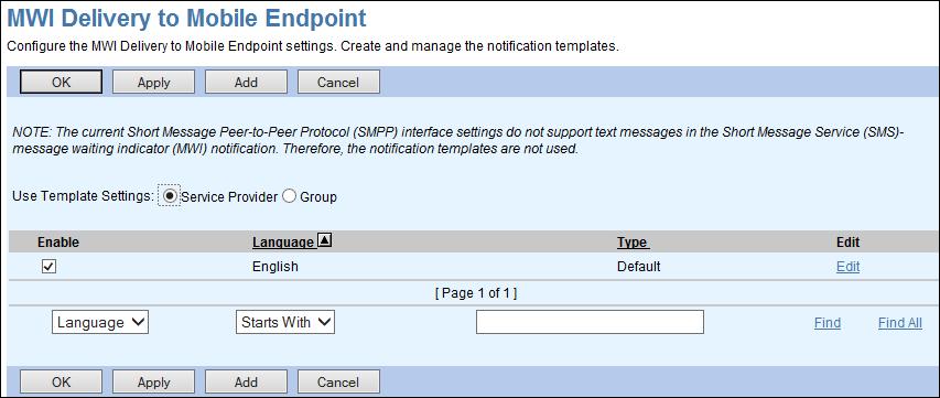 You can create up to four templates per provisioned language to accommodate different situations. The system determines which template to use based on the number of new and existing messages.