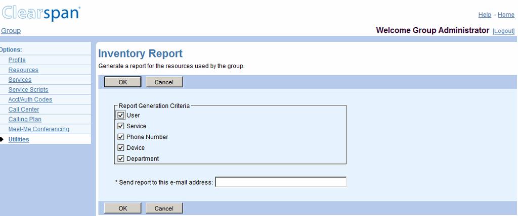 13.7 INVENTORY REPORT Use this item on the Group Utilities menu page to generate an inventory report for the group. 13.7.1 GENERATE INVENTORY REPORT FOR GROUP Use the Group Inventory Report page to