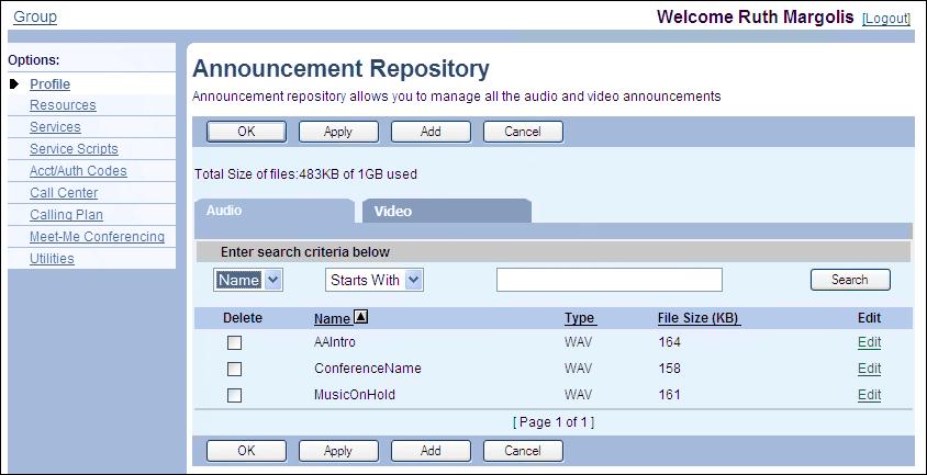 5.5.1 LIST ANNOUNCEMENTS Use the Group Announcement Repository page to list the announcements configured for your group. This page is a list page.