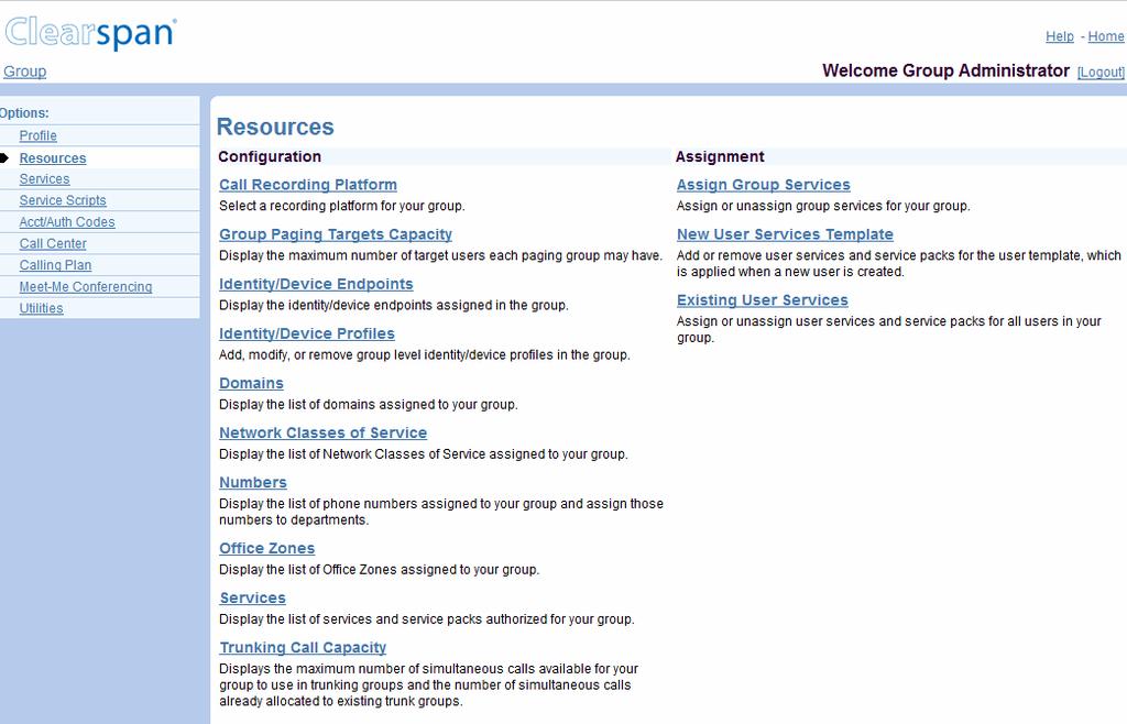 6 RESOURCES MENU This chapter contains sections that correspond to each item on the Group Resources menu page.