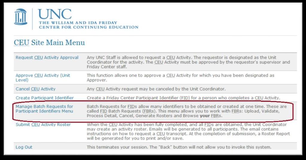 Upload your Text (Tab delimited) FBR file into the CEU Online System.