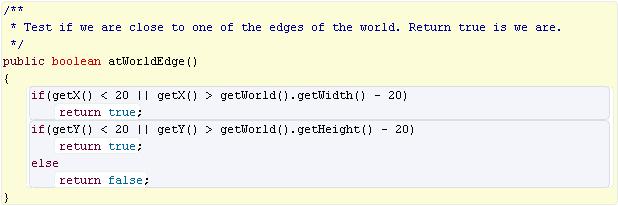 Define atworldedge Method in Superclass Open the Code editor for the Animal superclass.