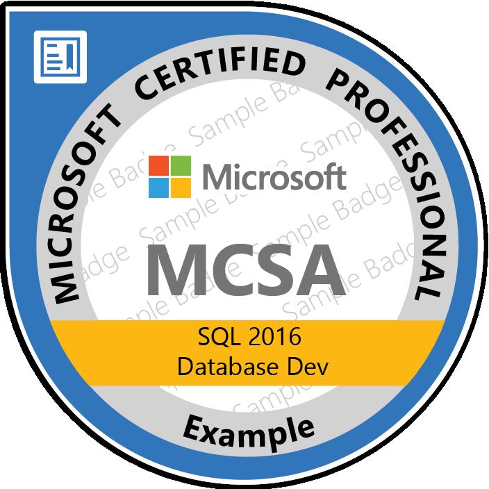 MCSA: sql 2016 database development This certification demonstrates your skills as a database professional, for both on-premises