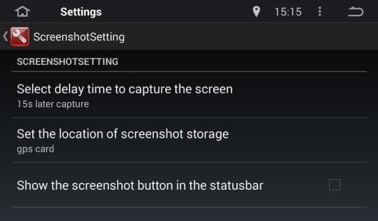 Screen Capture If you want to save a screen snapshot you can setup this functionality in the Settings, Screenshot settings option.