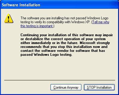Note: The Software Installation warning prompt will be several times.