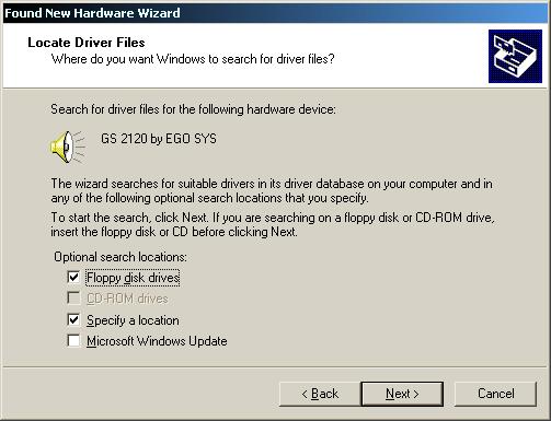 6. After finishing the audio driver installation, the second driver installation will begin. This step will start automatically with Windows as in the picture. GS2120 will be detected.