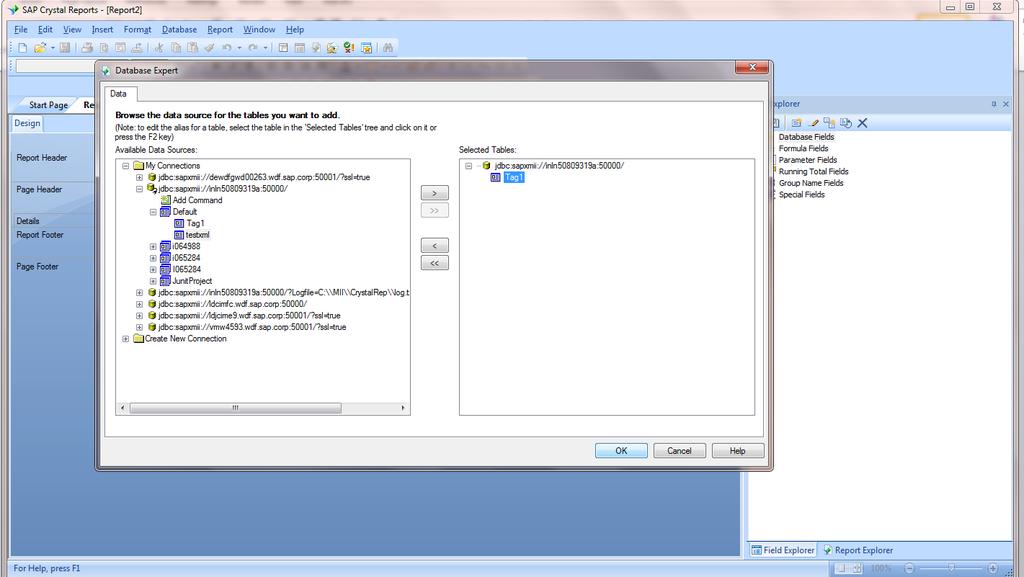 CREATING REPORT FROM MII QUERY TEMPLATE 1. Start Crystal Reports 2011 designer, select start a new report Blank Report. 2. Open Database Expert.