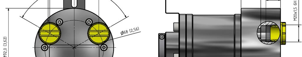 Encoder Length Back Round End Cap (FG) Housing N (Table 1) (64 mm) Total Encoder Length End Cap Clamping Flange B Clamping Flange C