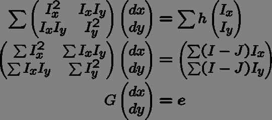 Then, (dx, dy) is obtained by solving this linear equation (Lucas-Kanade