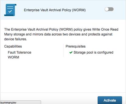 Veritas Access archival policy configuration for Enterprise Vault Configuring the archival policy 24 Configuring the archival policy Once policy prerequisites are completed (like configuring storage