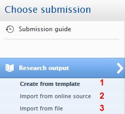 Adding publications (research output) Publication data may be added to Pure in one of three ways: 1. By creating a publication record from a template. 2.