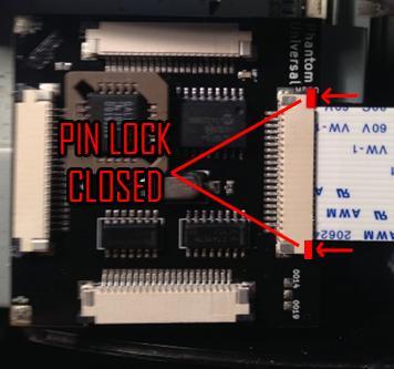 3) Insert the opposite end of the 21 Pin cable that is connected to the chip into the