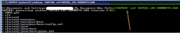 Step 3) Uncar the.sar files Uncar the files using the SAPCAR utility and store it in a directory. Use the command: SAPCAR -xvf <filename.
