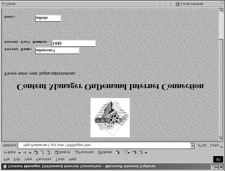 Figure 6. Logon Screen in ODWEK. 5. If the Logon screen did not appear, see Troubleshooting on page 87. 6. From the Logon screen, type a userid and password that is valid on the OnDemand library server.