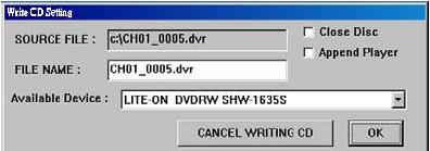 After pressing Start, Write CD Setting pop-up window will display. Select Close Disc if your done burning.
