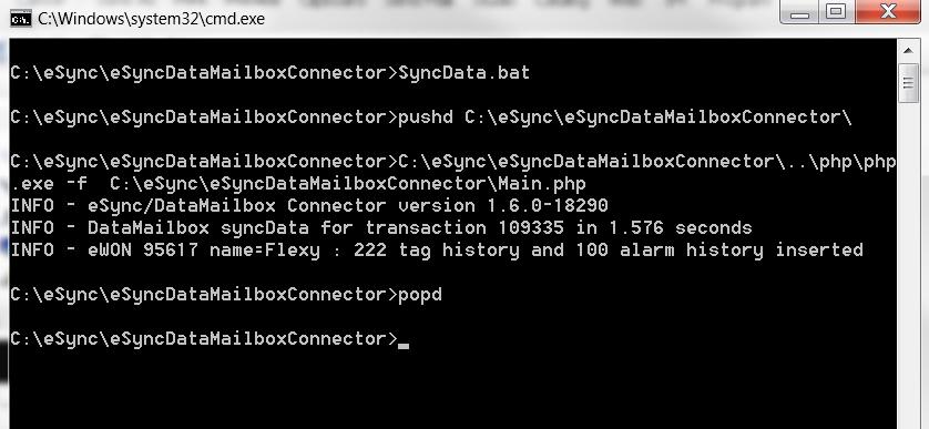 4. Launch a DataMailBox synchronization manually Knowledge Base To start a DataMailBox synchronization manually, you just have to execute the file "SyncData.bat" 5.