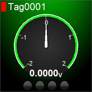 GA10 Tag Measured value 2 Unit Alarm zone Alarm indicator Simple analog meter (attribute: Sect. 4.15) (GA10 R3 only) An analog meter with a scale and needle is displayed.