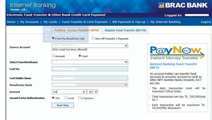 CARD PAYMENT If you want to make a card payment of other bank, please follow the