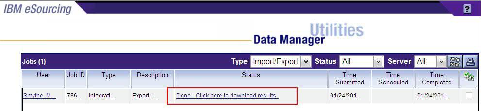 Once the files have been exported the data manager window will open and you can click on the
