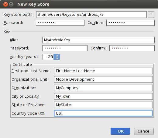 4. On the New Key Store window, provide the required information as shown in figure 1. 5.