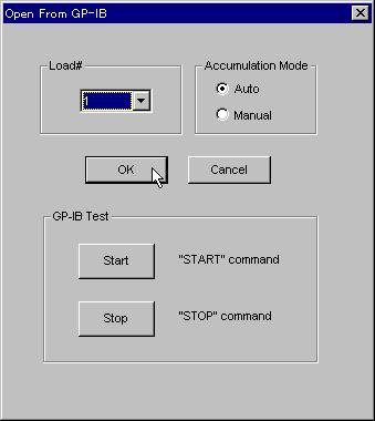 The setup information are the setup information that are stored in the TA320/TA520. 3. Select the measured data load mode using the [Accumulation Mode] option button.