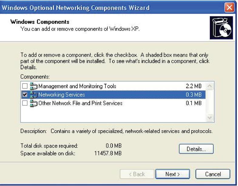 Step 3: In the Network Connections window, click Advanced in the main menu and select Optional Networking Components.