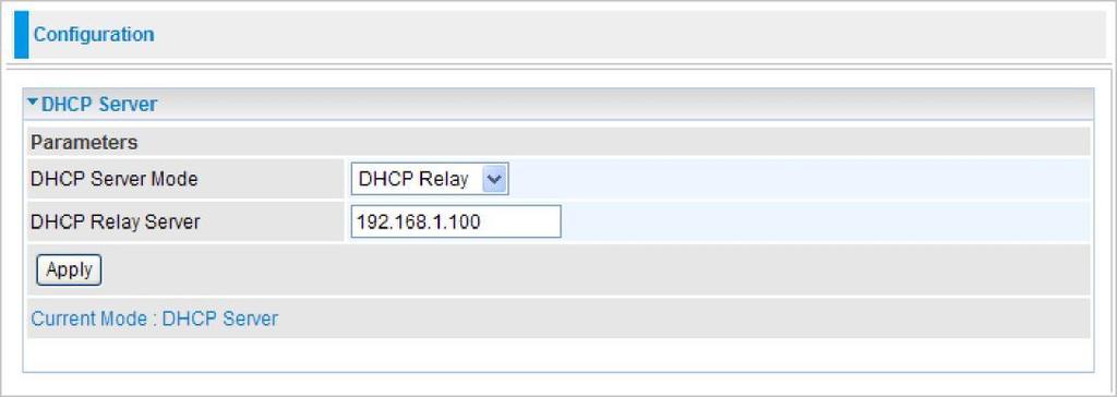 You can then configure parameters of the DHCP Server including the domain, IP pool (starting IP address and ending IP address to be allocated to PCs on your network), lease time for each assigned IP