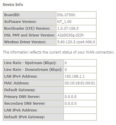 Summary To access the Router s first Summary window, click the Summary button in the Device Info directory.